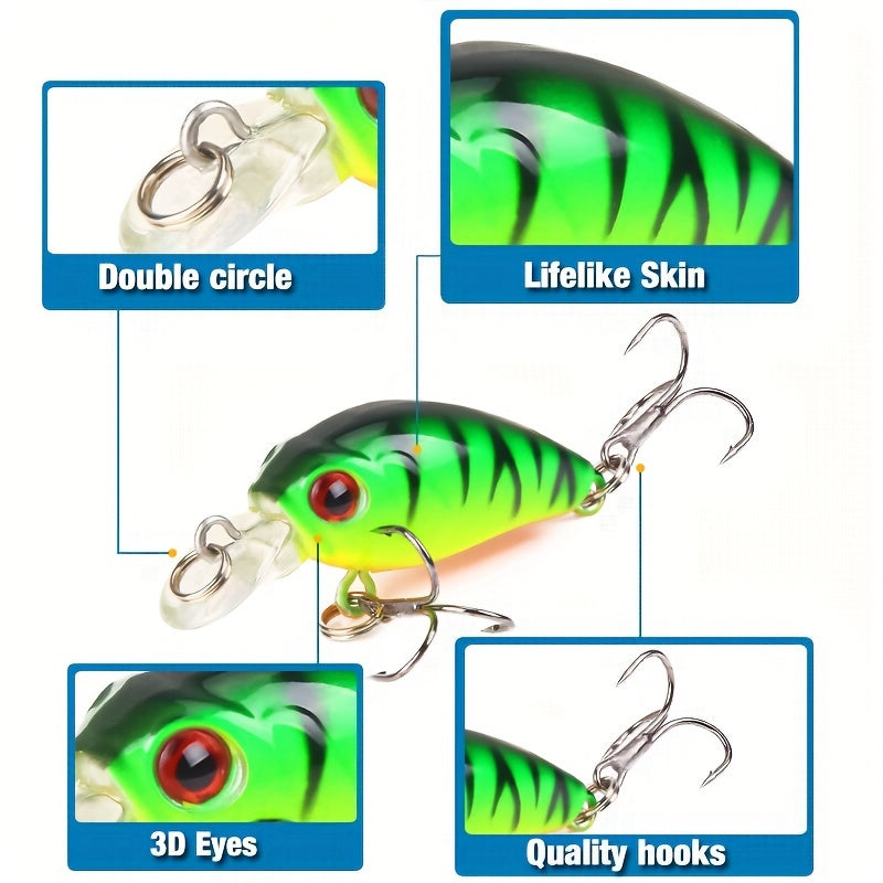 MezyTicky 7pcs Minnow Lure Bionic Crank Bait for Freshwater