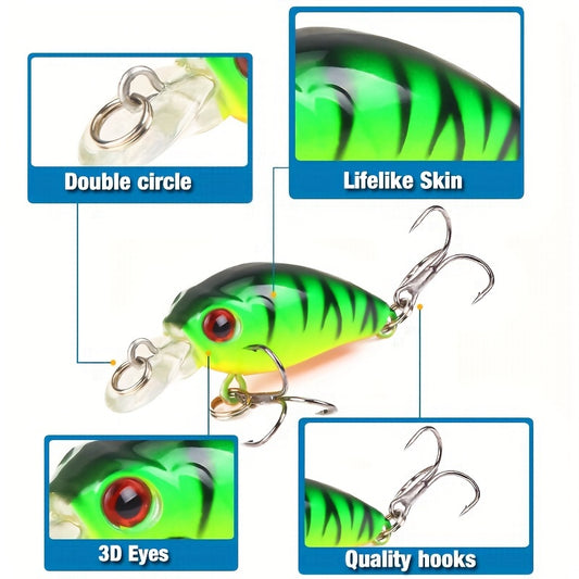 MezyTicky 7pcs Minnow Lure Bionic Crank Bait for Freshwater