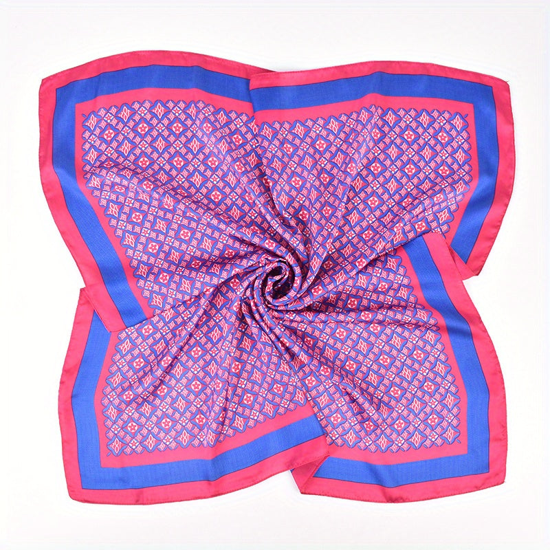 Geometric Floral Bandana Silk Scarf Solid Satin Shawl Neckerchief