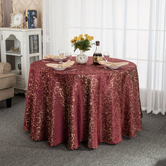 European Polyester Tablecloth Golden Branch Jade Leaf Pattern Round Vintage