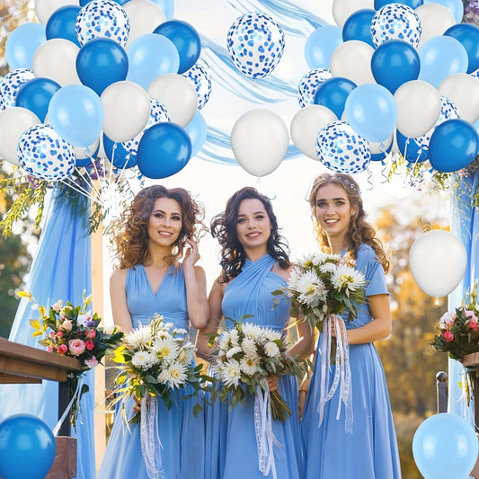 61pcs Bule Confetti Metal Latex Balloon Set for Various Celebrations