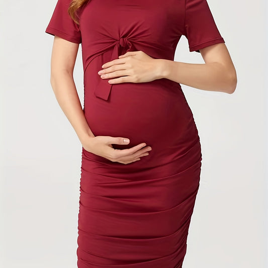 Maternity Casual Short Sleeve Dress for Summer Nursing Breastfeeding