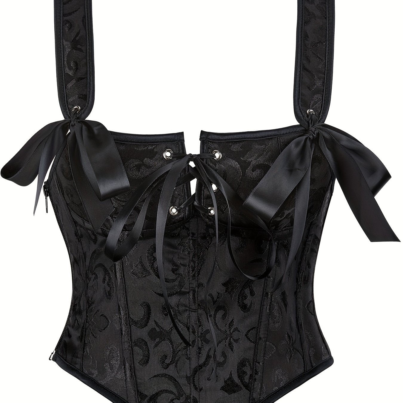 Jacquard Tank Corset Bustier Retro Tummy Control Lace Up Body Shaper
