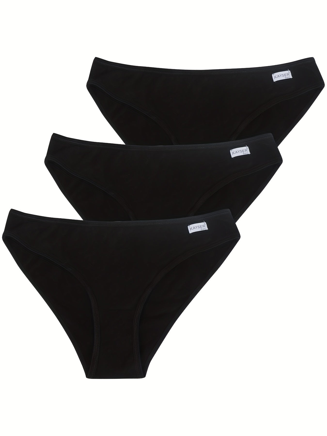 3pcs Solid Bikini Panties Comfy & Breathable Women's Lingerie