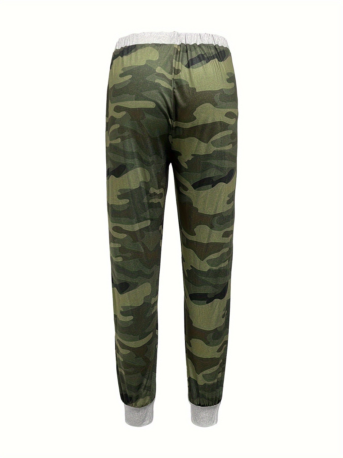 Women's Plus Camo Drawstring Elastic High Rise Joggers
