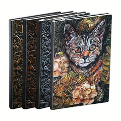 A5 3D Cat Head Notebook Hardcover Embossed Retro Notepad 100 Sheets
