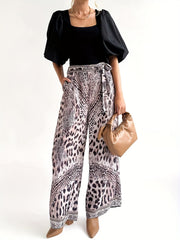  Leopard Print Wide Leg Trousers