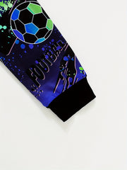 Boy's Soccer Allover Print 2pcs Sweatshirt & Sweatpants Set