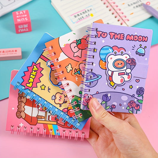 Cartoon Magnetic Buckle Coil Mini Pocket Notepad Stationery Notebook