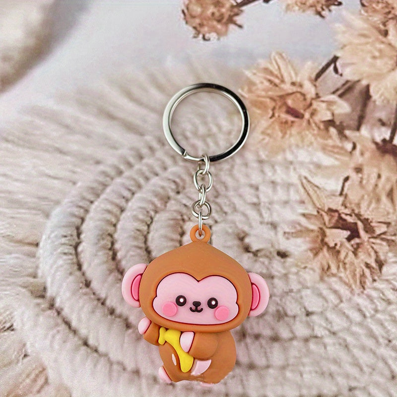 Cartoon Animal Door Ornament Soft Rubber Doll Keychain Pendant