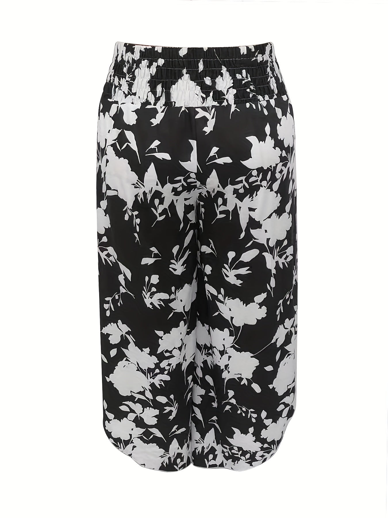  Floral Print Tie Front High Rise Wide Leg Pants