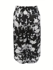  Floral Print Tie Front High Rise Wide Leg Pants