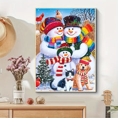 Christmas Snowman Canvas Painting Poster for Home Decoration