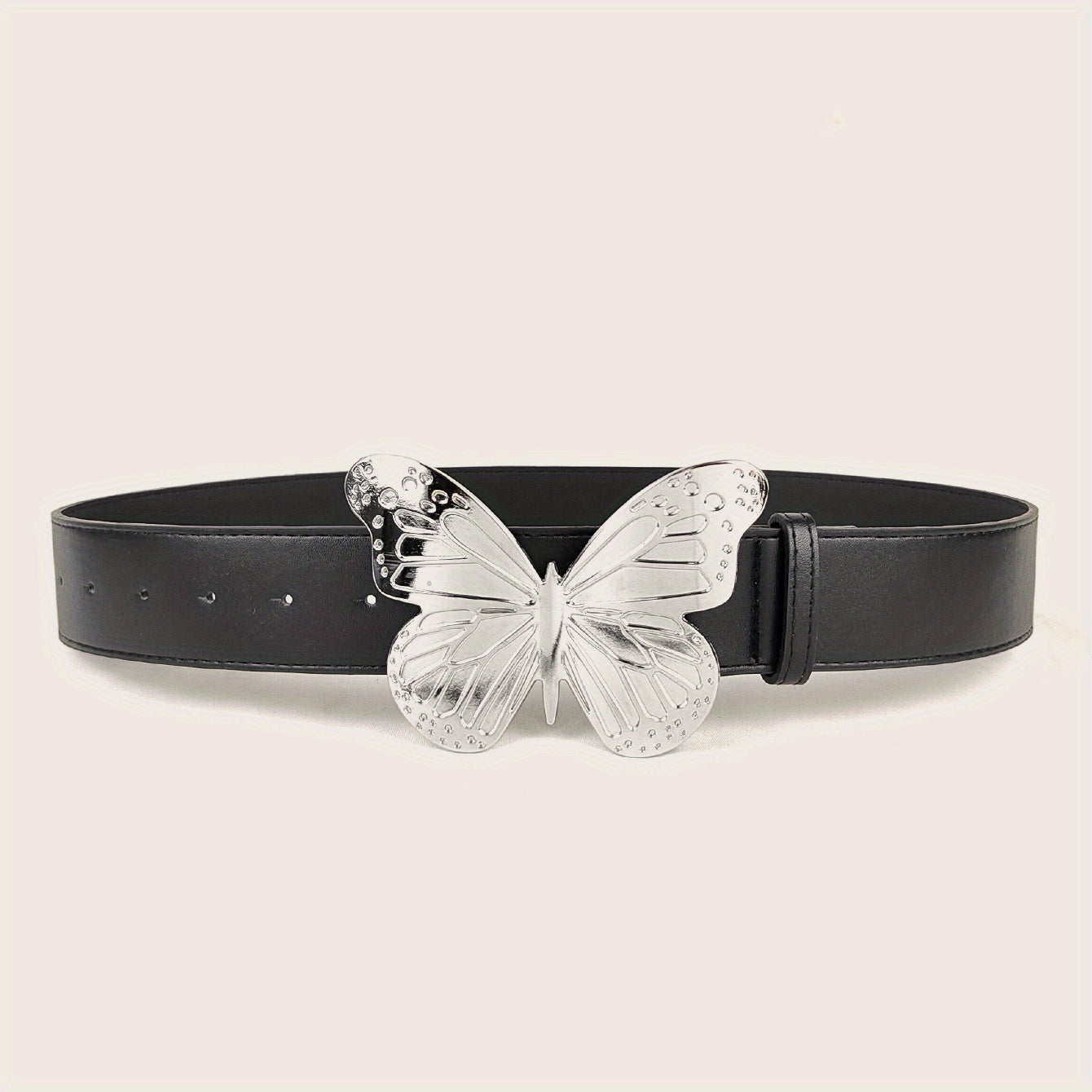 Pink PU Leather Butterfly Buckle Y2K Belt for Women