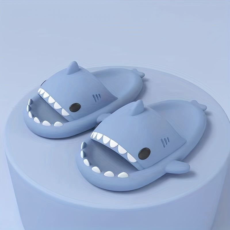 Funny Cartoon Shark Slippers Open Toe Solid Quick Drying Slide Sandals