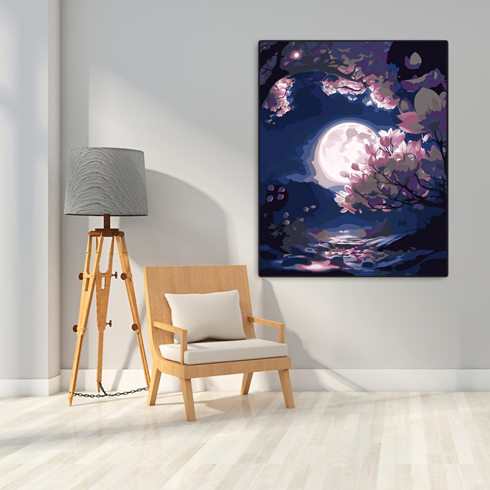 Bright Moon Paint by Numbers Kit Acrylic Digital Painting on Canvas