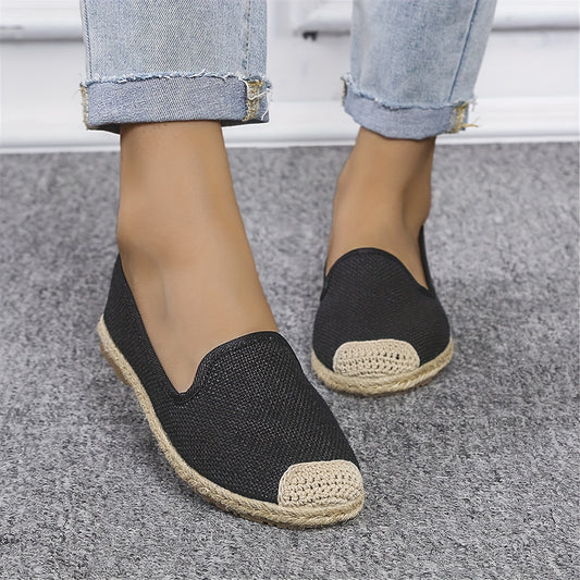 Women's Espadrille Flat Shoes Breathable Soft Sole Slip On Canvas Shoes