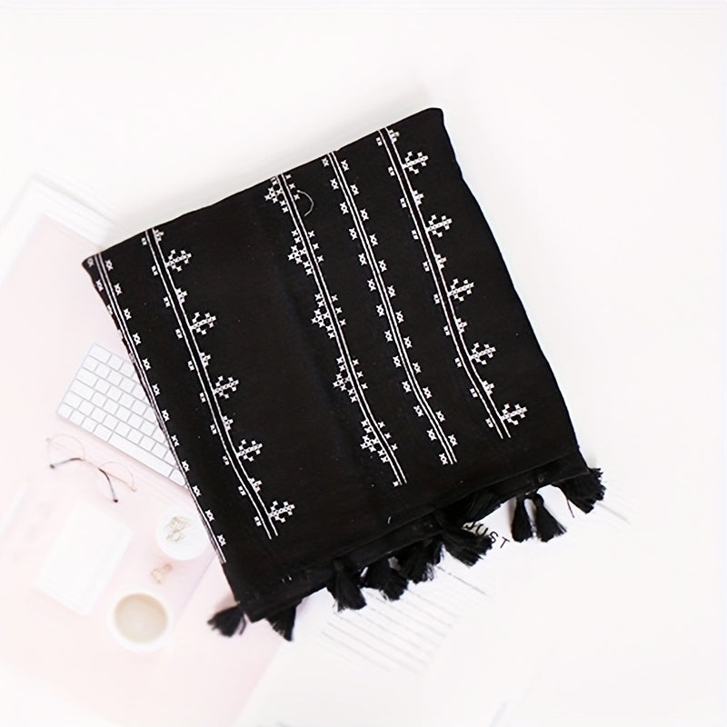 Polyester Print Tassel Scarf Casual Accessories