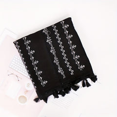 Polyester Print Tassel Scarf Casual Accessories