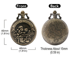 Bronze Santa Claus Merry Christmas Theme Quartz Pocket Watch