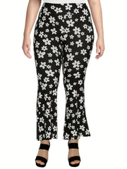 Women's Plus Floral Print High Rise Flared Leg Pants