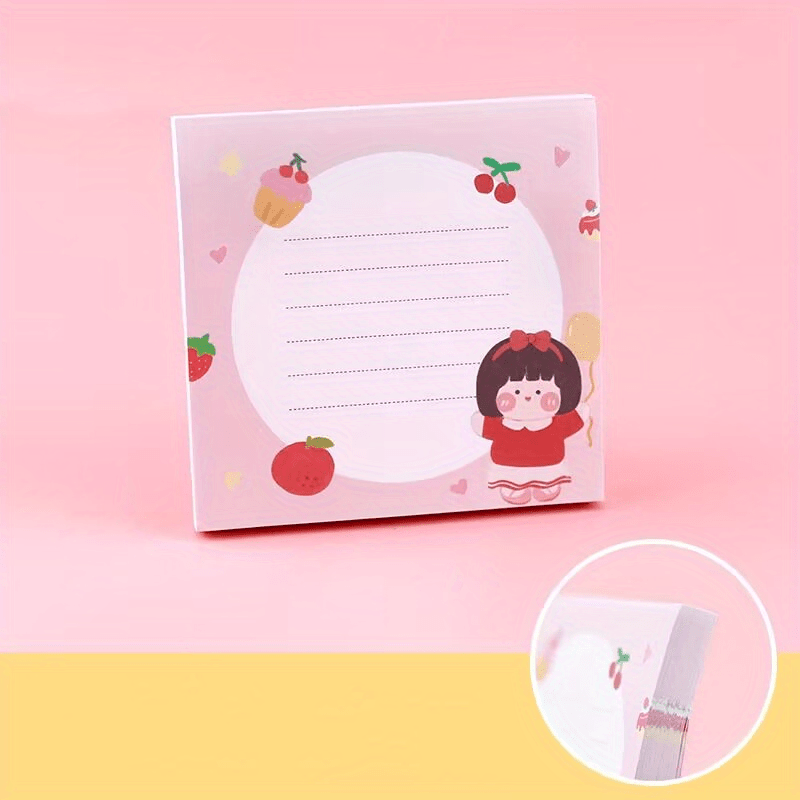 Cartoon Girl Horizontal Line Sticky Notes 80 Sheets