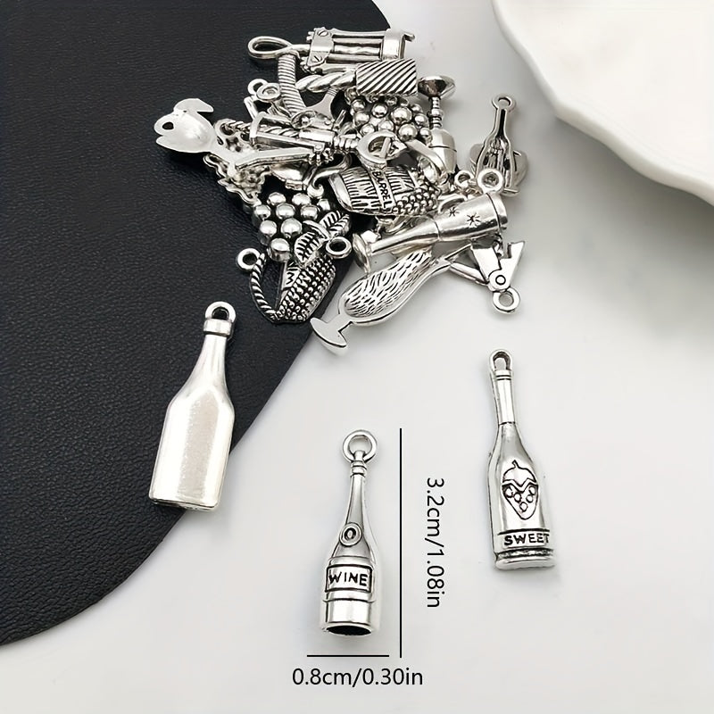 21pcs Wine Bottle Opener Shape Pendants for DIY Jewelry Making