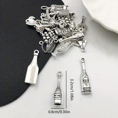 21pcs Wine Bottle Opener Shape Pendants for DIY Jewelry Making