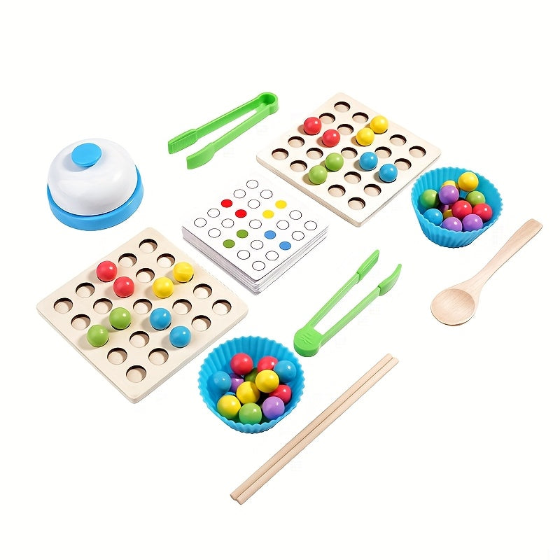 Wooden Bead Sorting & Matching Game Educational Toy for Kids