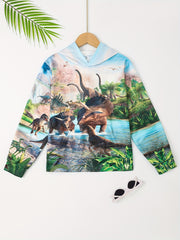 3D Dragon Dinosaur Print Kid's Hoodie Unisex Pullover Casual Hooded Long Sleeve