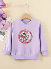 Skeleton Graphic Girls Sweatshirt Halloween Party Top for Kids