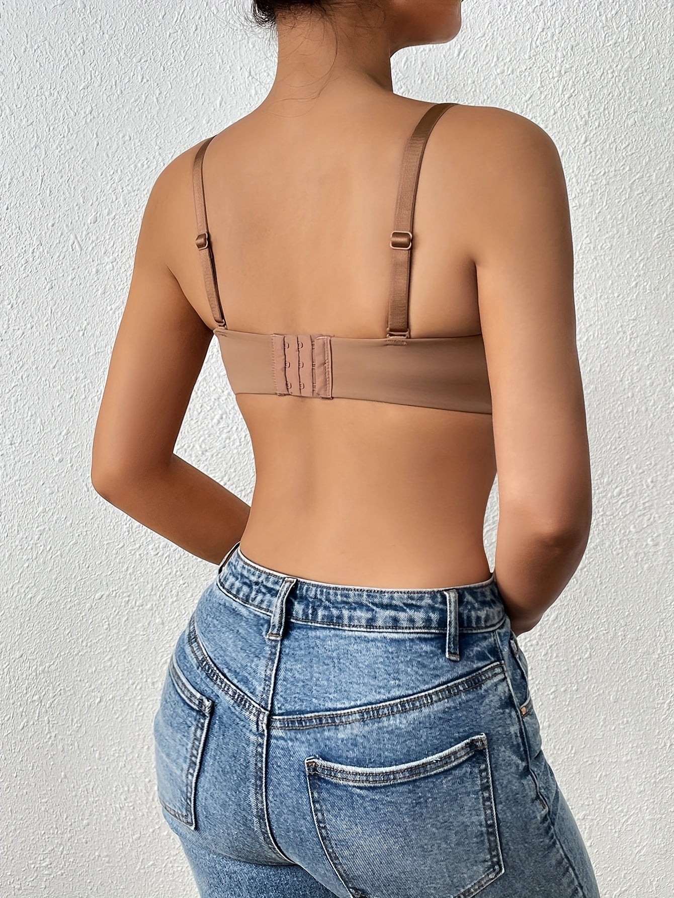 Breathable Glossy Half Cup Push Up Bra Non-slip Strapless High Stretch