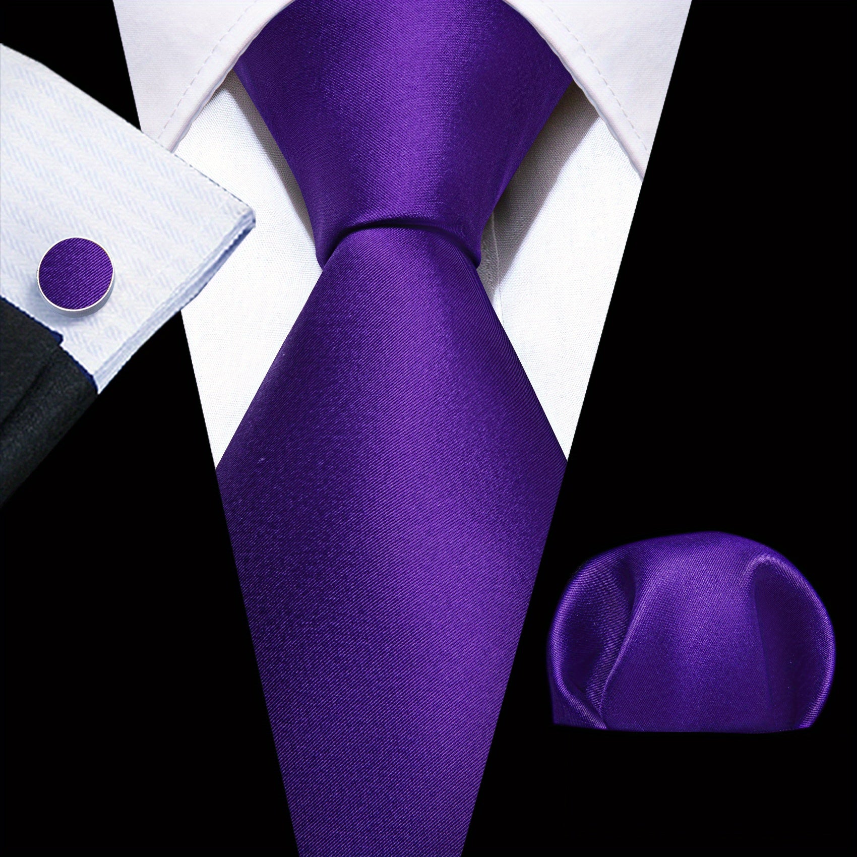 Barry Wang Men's Tie Cufflinks Handkerchief Set