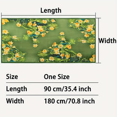 Green Lotus Print Scarf Satin Silk Scarf