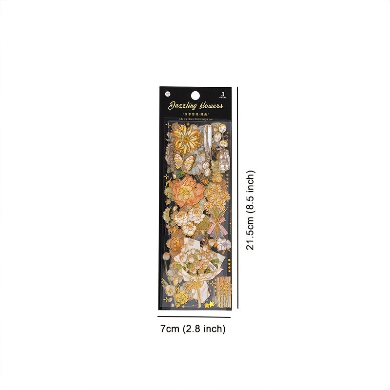 20pcs 'Dazzling Flowers' Waterproof Stickers Scrapbooking Journaling Planner