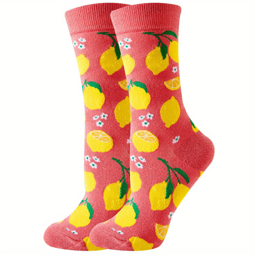 Lemon Pattern Mid Tube Socks Women's Stockings
