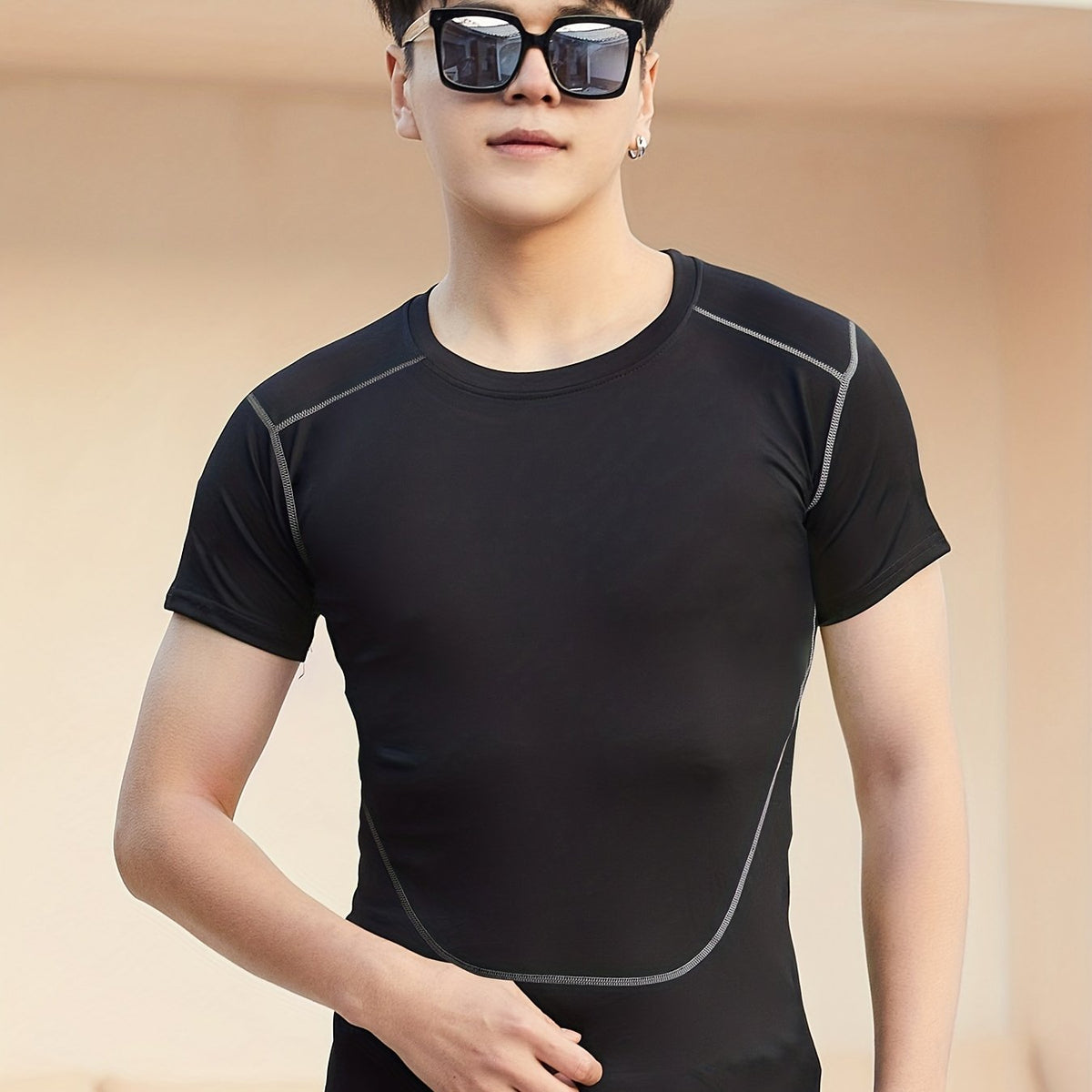 Men's Fitness Short Sleeve T shirt Crew Neck Top