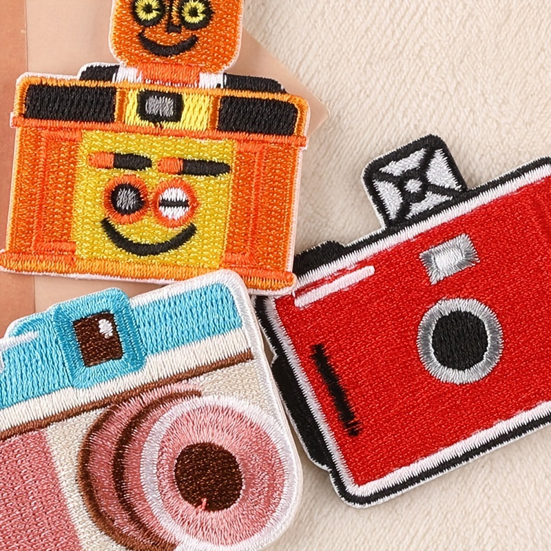 4pcs Camera Embroidered Sew On Iron On Patches Appliques For Jackets Clothes