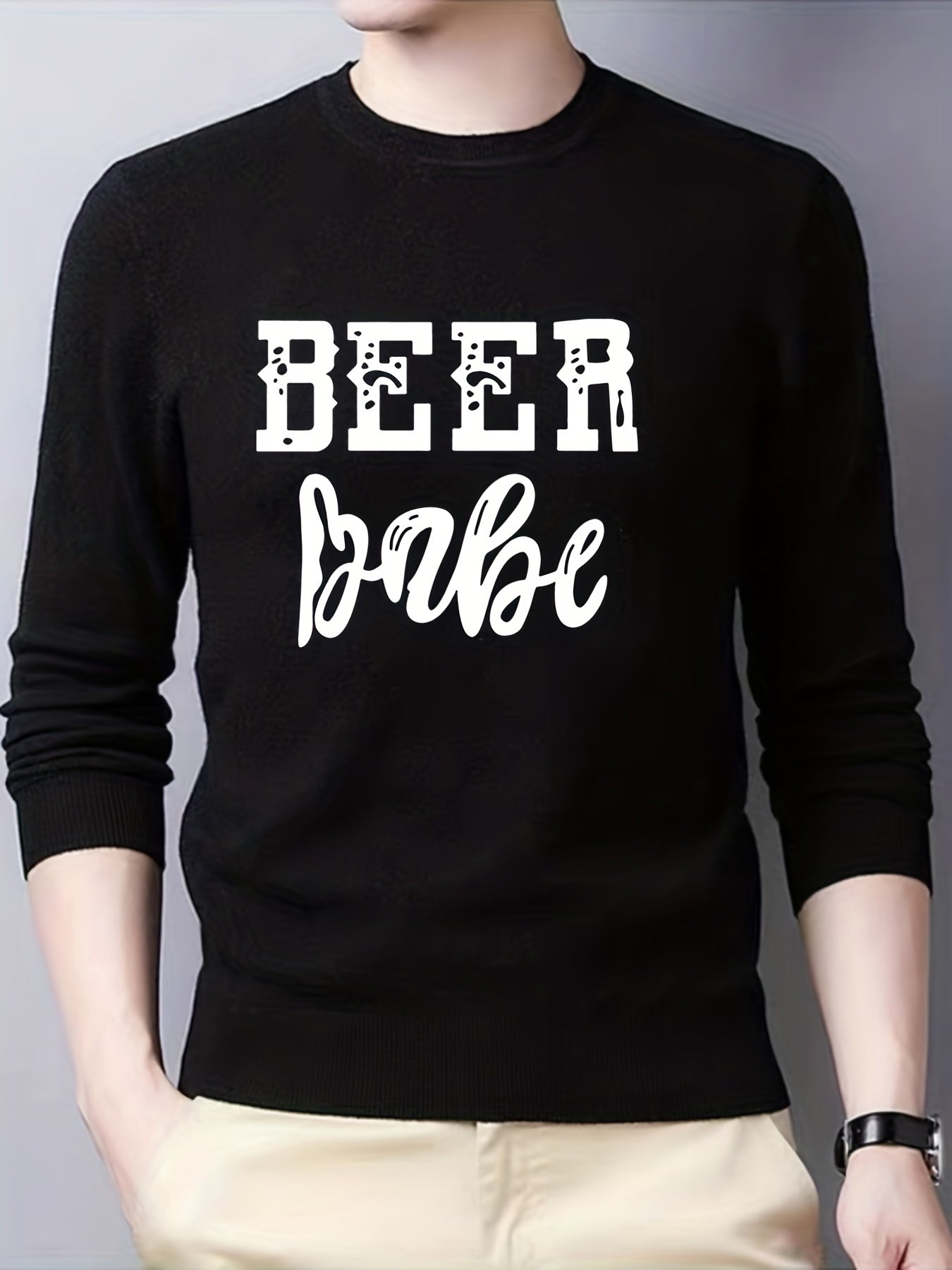 Knitted Crew Neck Pullover Sweater for Men
