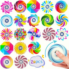 20 Pack Fidget Spinner Toys Spiral Designs Anxiety Relief Sensory Toy