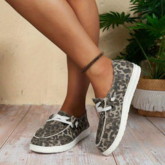 Women's Flat Canvas Shoes Lightweight Low Top Lace Up Loafers