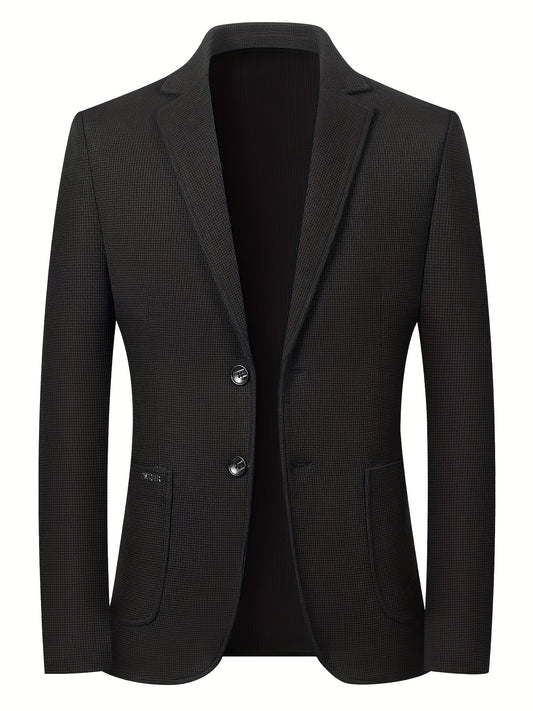 Casual Lapel Sports Coat Men's Waffle Pattern Blazer Spring Fall Business