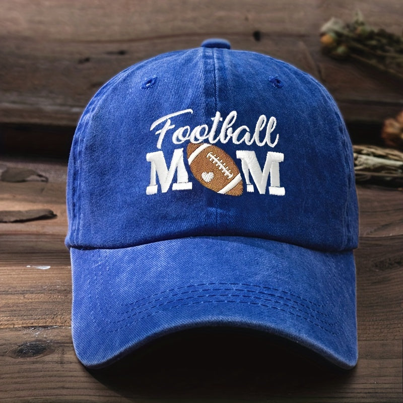 FOOTBALL MOM Embroidery Baseball Cap Distressed Dad Hat for Women