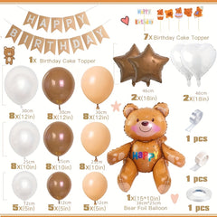 Little Bear Theme Balloon Toy Set Coffee Brown