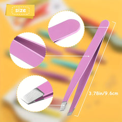 8pcs Slanted Tip Stainless Steel Eyebrow Tweezers for Facial Hair