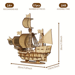 3D Ocean Sailboat Wooden Puzzle Model Kit