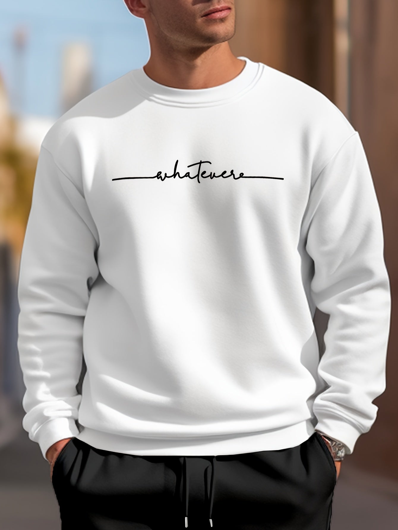 Men's Casual Whatever Print Sweatshirt