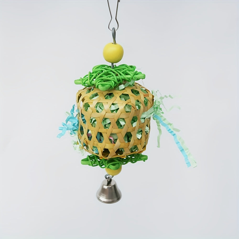 Interactive Bird Toy Rattan Ball with Paper Strips for Cage Enrichment