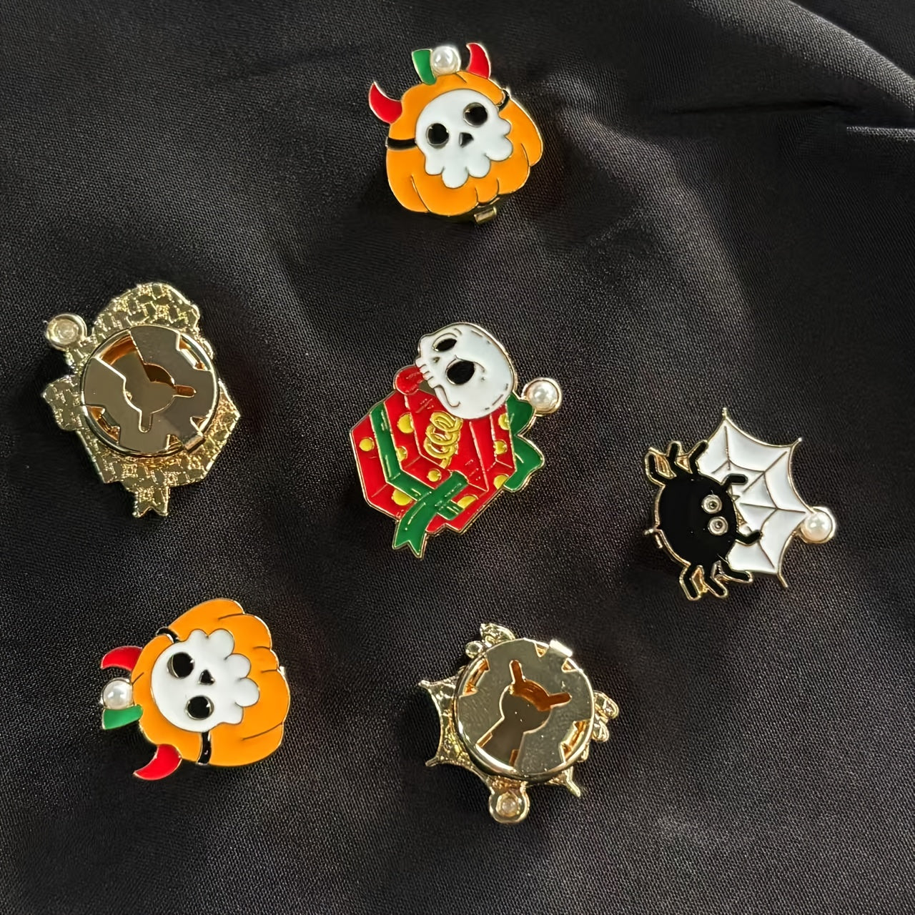 2pcs Halloween Spider Pumpkin Shirt Buttons Set