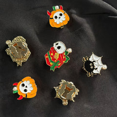 2pcs Halloween Spider Pumpkin Shirt Buttons Set